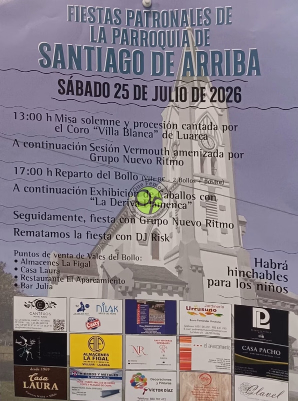 Fiestas patronales de la parroquia de Santiago de Arriba 2026 en Valdés
