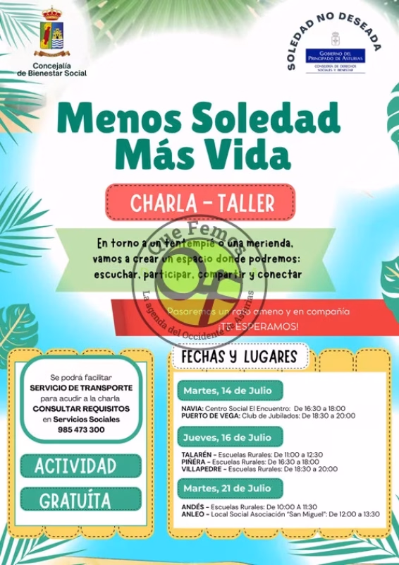 La Concejalía de Bienestar Social del Ayuntamiento de Navia organiza c en Navia