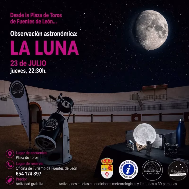 Observación astronómica de la luna en Fuentes de León en Fuentes de León