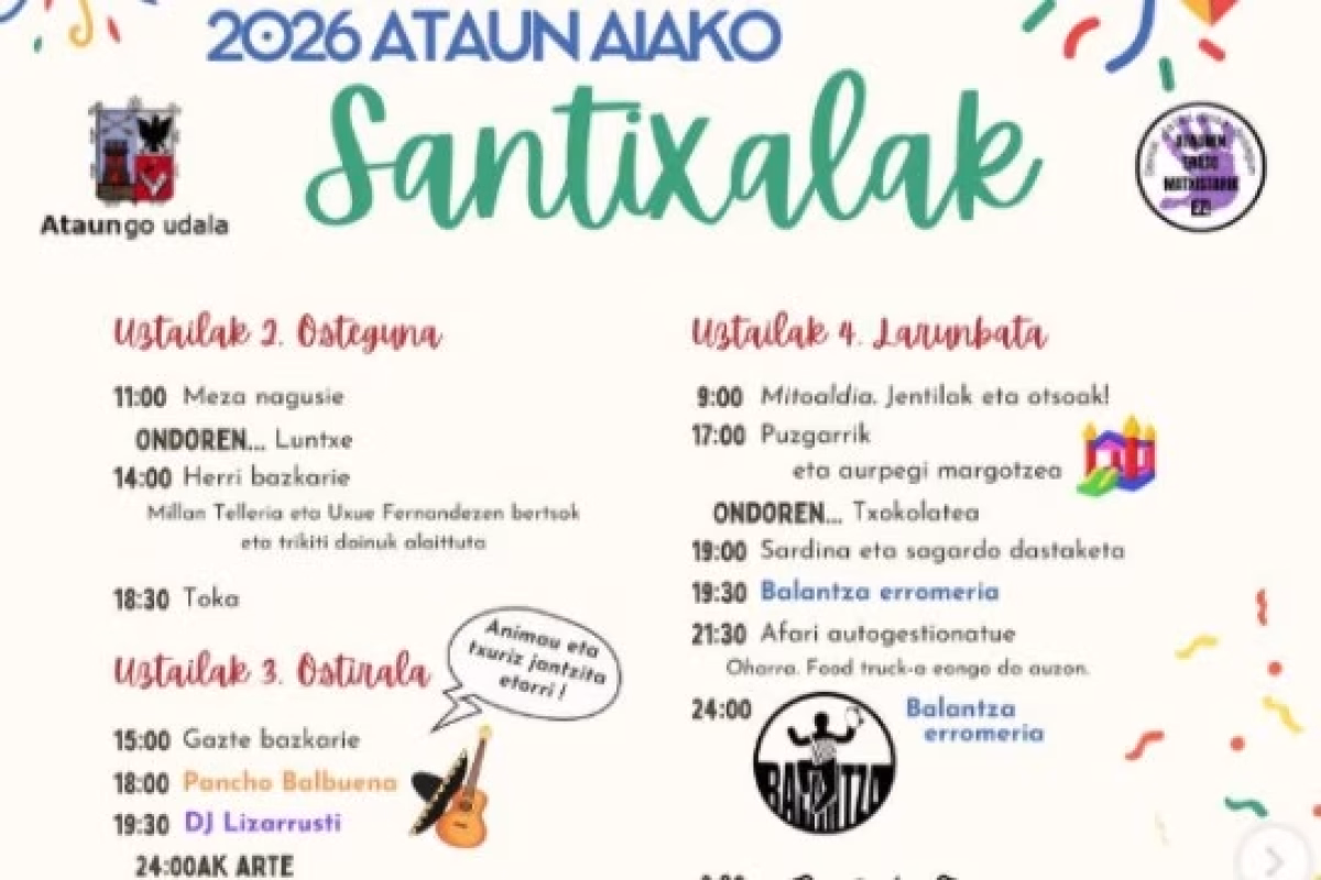 Programa Fiestas de Aia en Ataun 2026 en Ataun