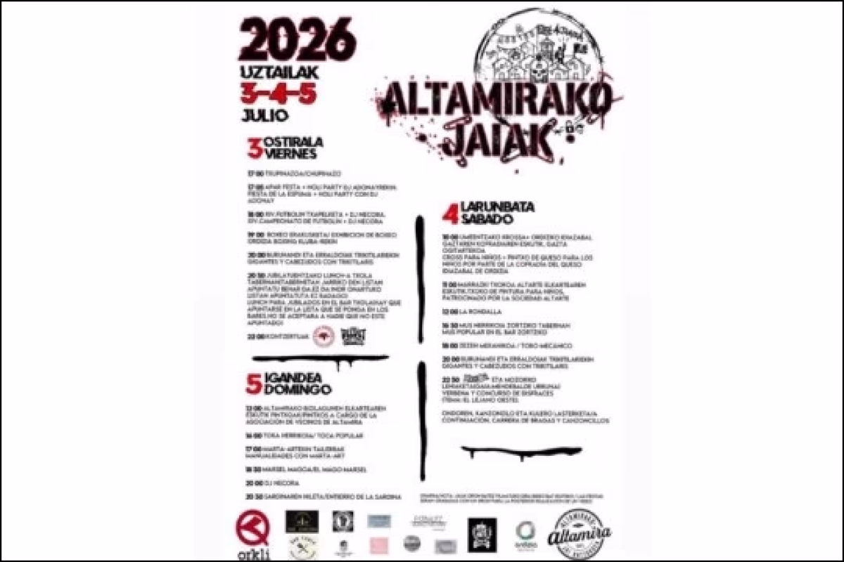 Programa Fiestas de Altamira 2026 en Ordizia en Ordizia