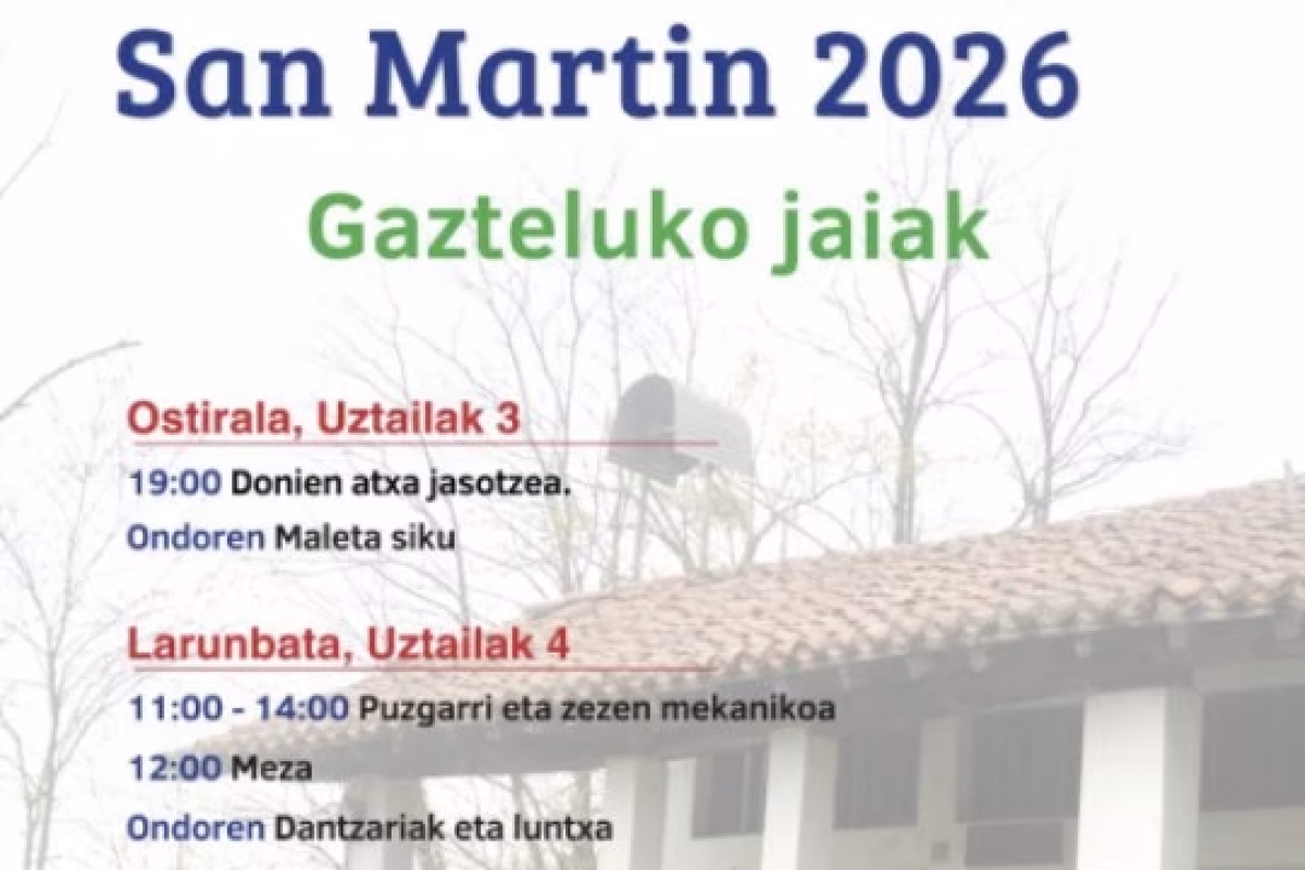 Programa Fiestas de Gaztelu 2026 en Abadiño en Abadiño