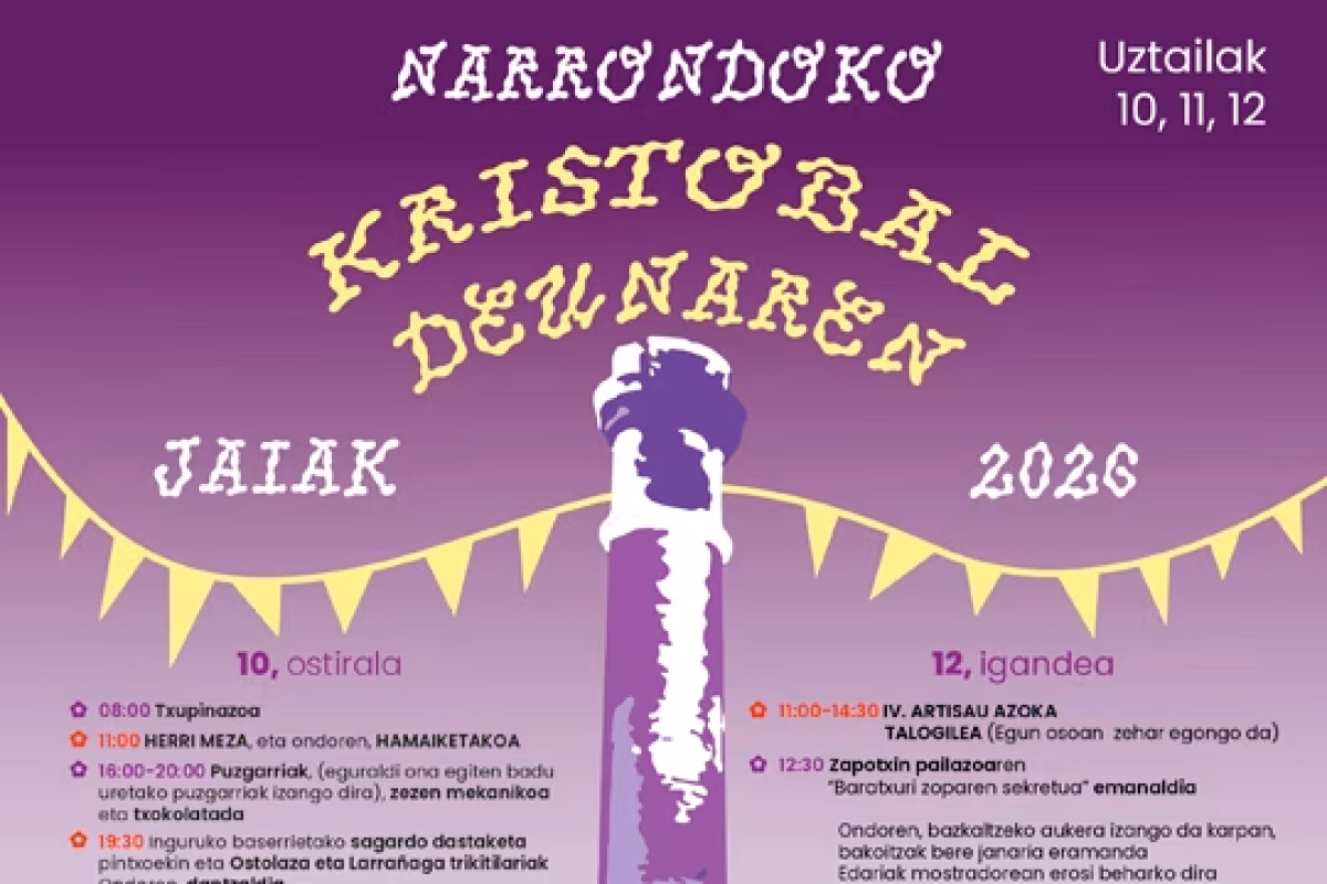 Programa Fiestas de Narrondo 2026 en Zumaia en Zumaia