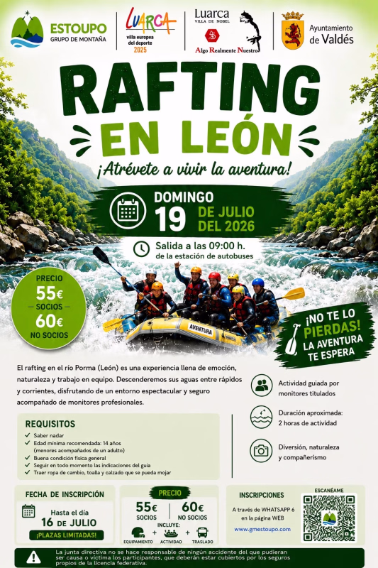 Rafting en León en Valdés