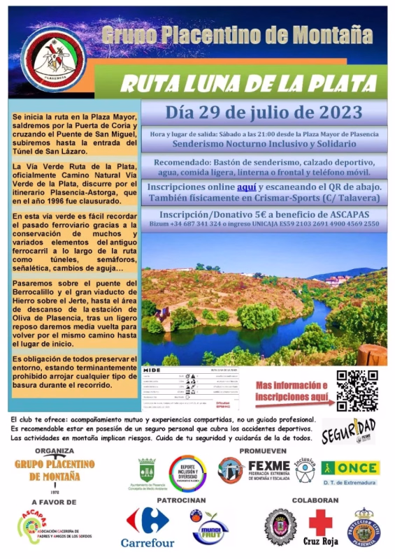 Ruta Nocturna Luna de la Plata por la Vía Verde de Plasencia en Plasencia