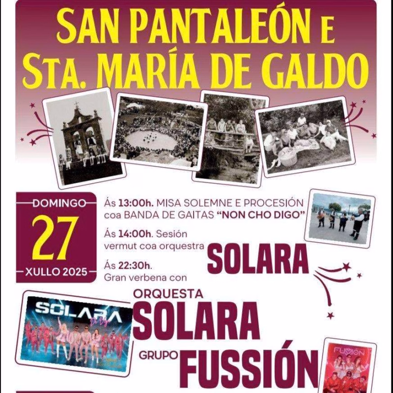 Cartel de San Pantaleón y Santa María de Galdo en Viveiro en Viveiro