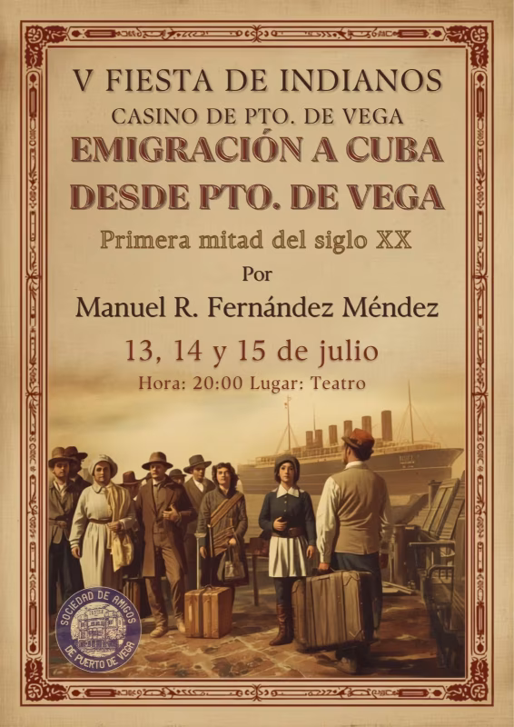 Cartel de V Fiesta de Indianos en Puerto de Vega 2026 en Navia