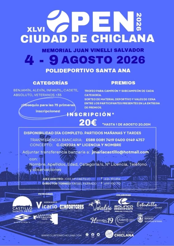 XLVI Open Ciudad de Chiclana de Tenis Memorial Juan Vinelli Salvador en Chiclana de la Frontera