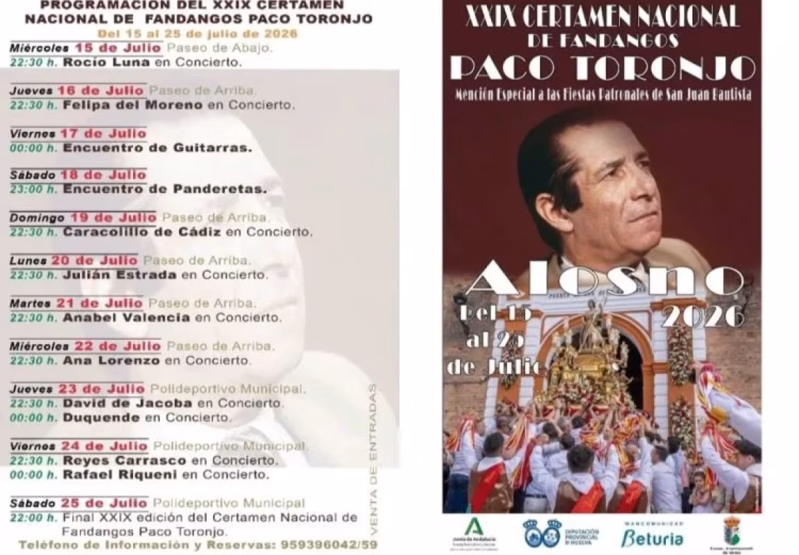 Cartel de XXIX Certamen Nacional de Fandangos Paco Toronjo en El Cerro de Andévalo