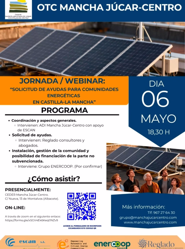 Jornada/Webinar: Solicitud de ayudas para comunidades energéticas en Castilla-La Mancha en La Roda