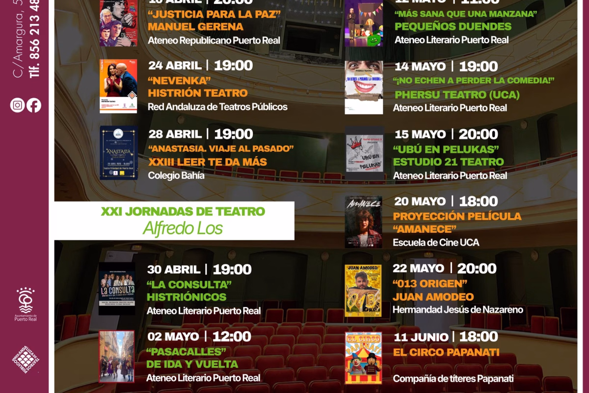 Programación Teatro Principal | Abril–junio 2026 en Puerto Real