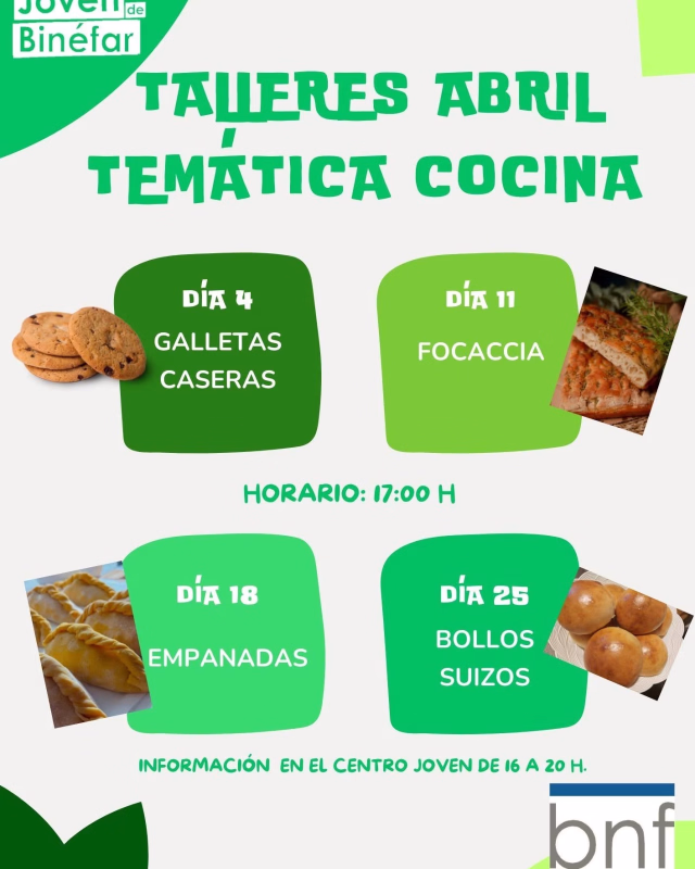 Talleres de Cocina de Abril en Binéfar en Binéfar