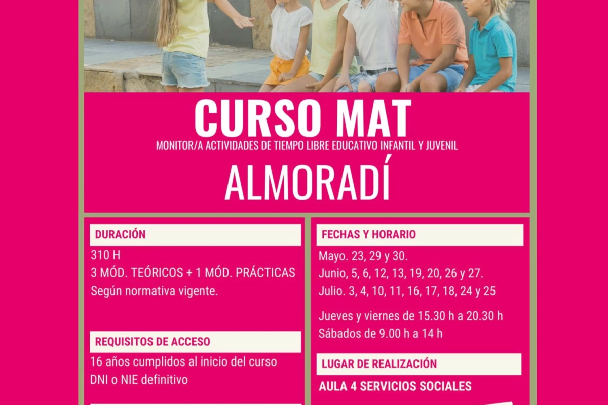 Curso MAT (Monitor/a de Actividades de Tiempo Libre Educativo Infantil y Juvenil) en Almoradí
