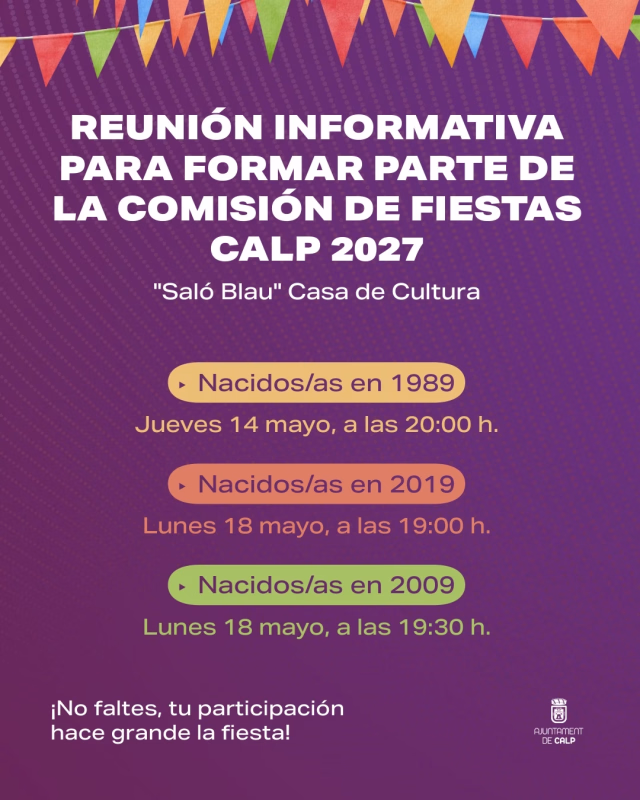 Reunión informativa para nacidos/as en 2009 en Calp