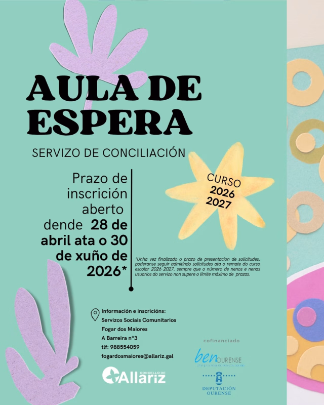 Inscripción Aula de Espera Allariz 2026-2027 en Allariz