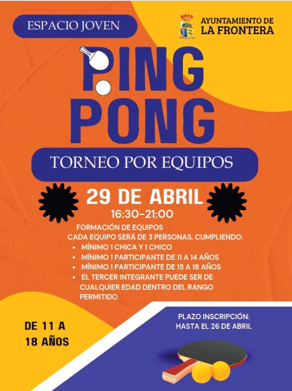 Torneo por equipos de ping pong en Frontera