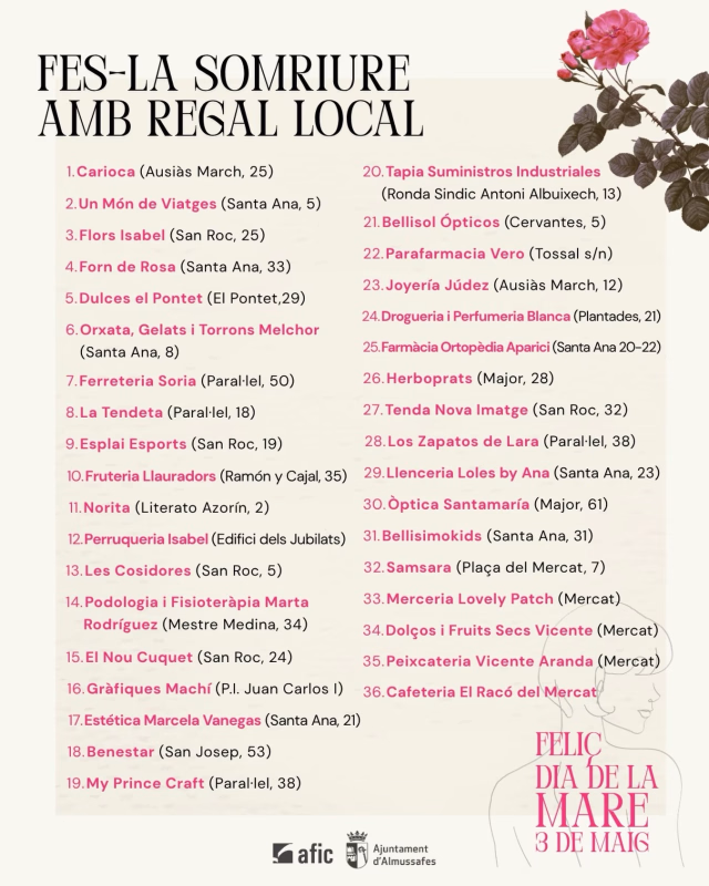 Campaña del Día de la Madre 'Fes-la Somriure amb Regal Local' en Almussafes