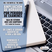 Ampliación de horario de la sala de estudio ‘José Luis Sampedro’ por periodo de exámenes