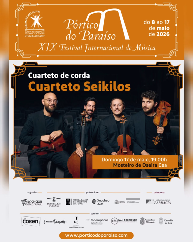 Concerto de clausura do Festival Pórtico do Paraiso: Cuarteto Seikilos en San Cristovo de Cea