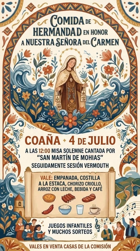 Comida de Hermandad del Carmen 2026 en Coaña en Coaña