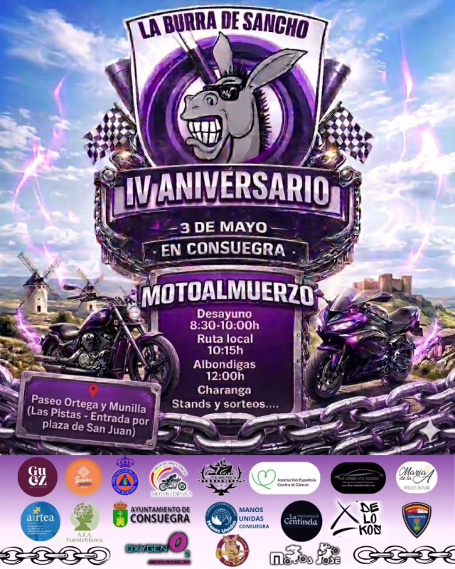 IV Aniversario Motoalmuerzo La Burra de Sancho en Consuegra