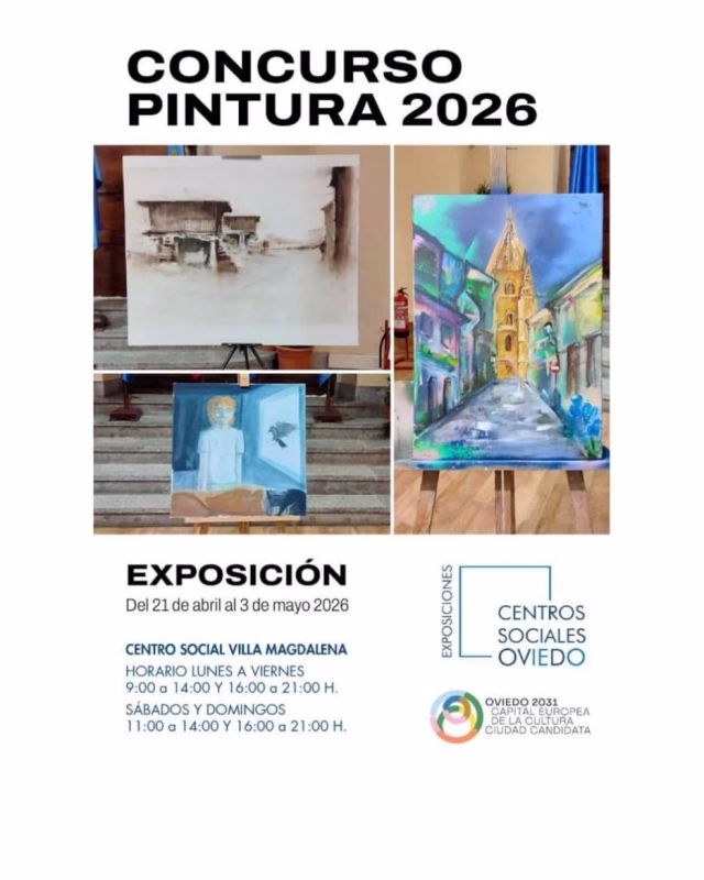 Exposición de las obras participantes en el XII Concurso de Pintura Rápida en Oviedo