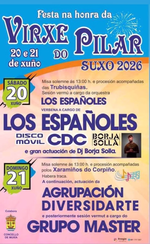 Festa na honra da Virxe do Pilar 2026 en Suxo en Fisterra