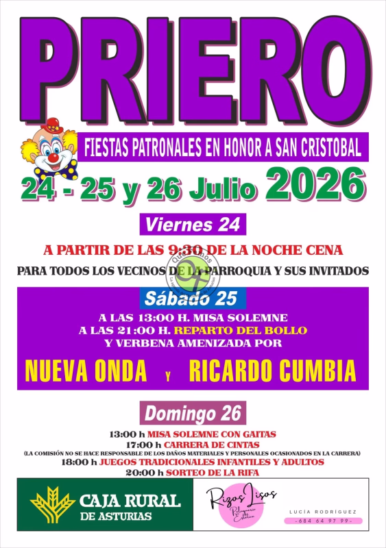 Fiestas de San Cristóbal 2026 en Priero en Salas