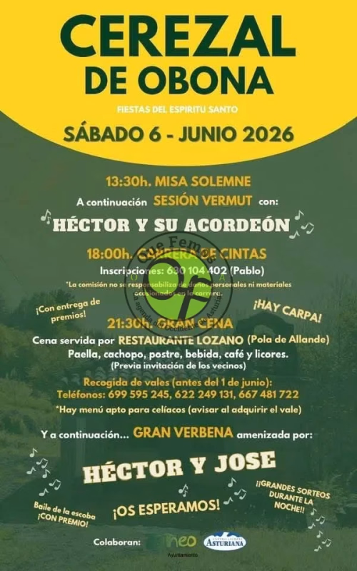 Fiestas del Espíritu Santo 2026 en Cerezal de Obona en Tineo