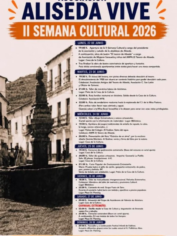 II Semana Cultural Aliseda Vive 2026 en Aliseda
