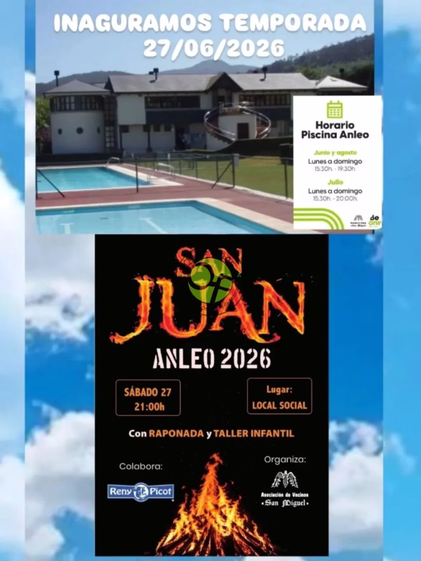 San Juan 2026 en Anleo y arranque de la temporada de la piscina en Navia